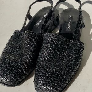 Vintage Italian Woven Black leather Sandals
